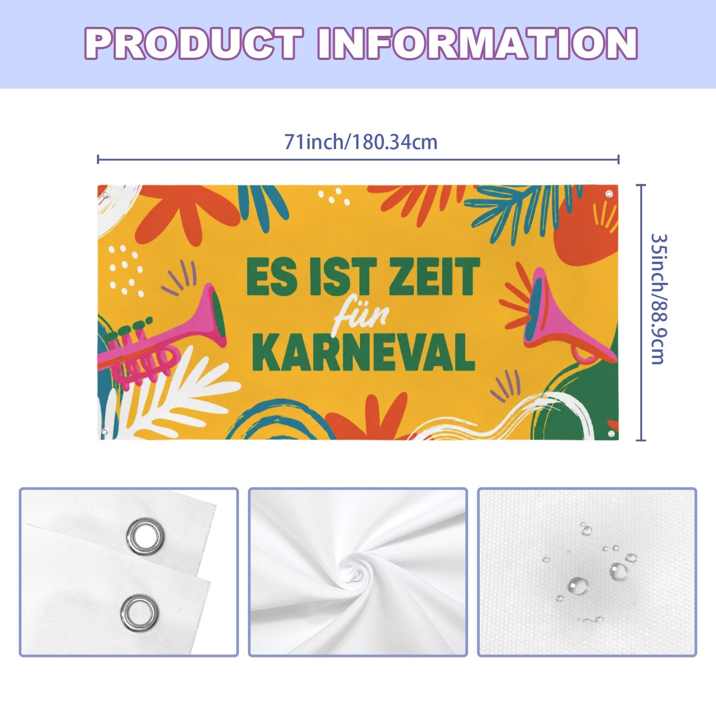 Personalisiertes Banner mit eigenem Text | 71×35 Zoll