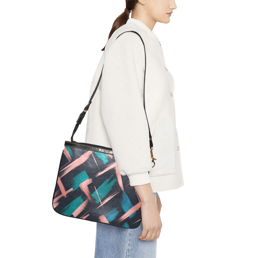 Kleine Schultertasche mit Muster (PU-Leder)