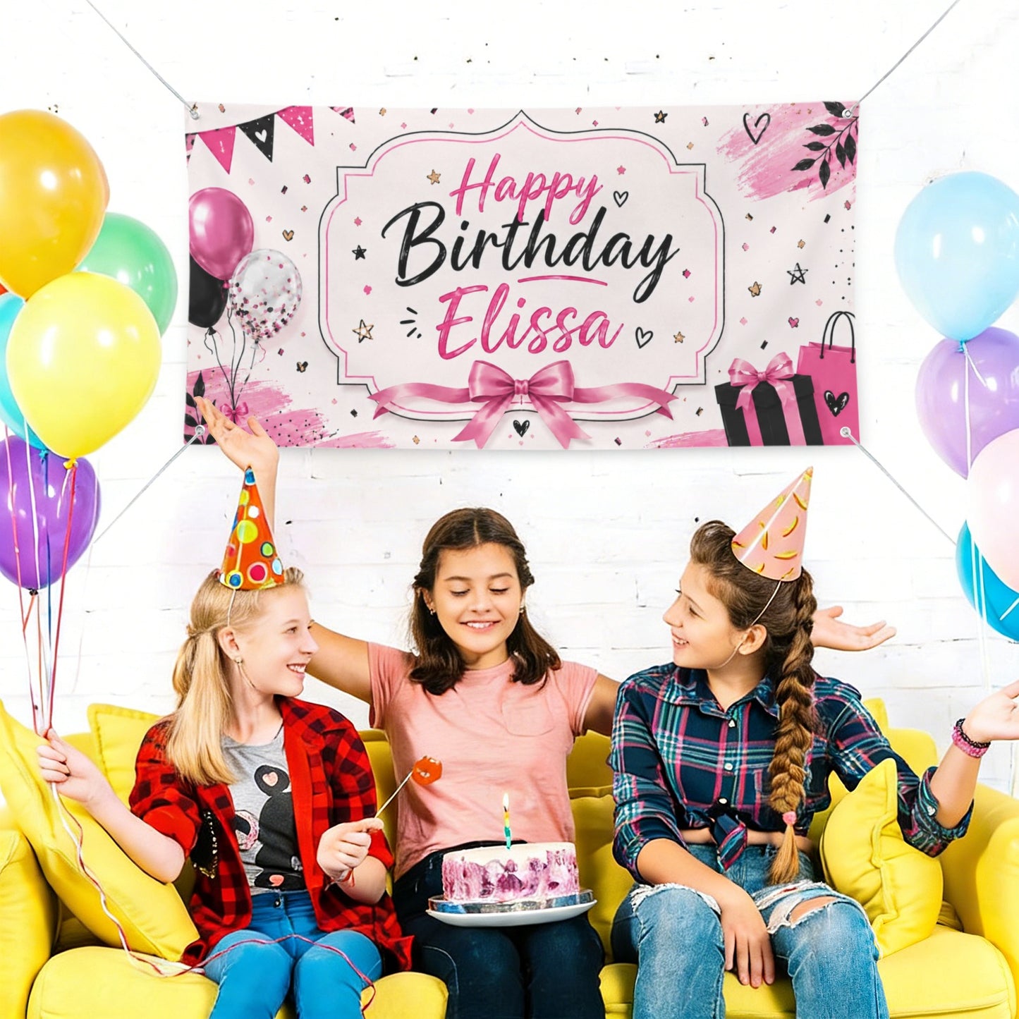 Personalisiertes Geburtstagsbanner mit Name – Happy Birthday Banner 47×24 Zoll