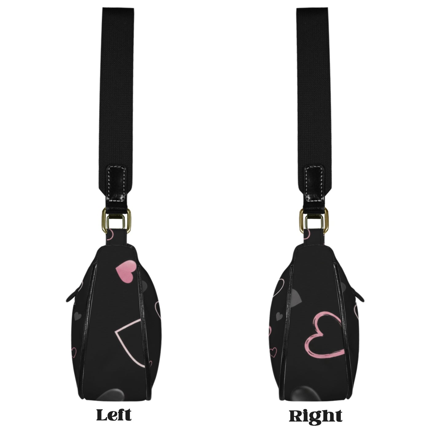 Damen Schultertasche Schwarz mit Herzmuster