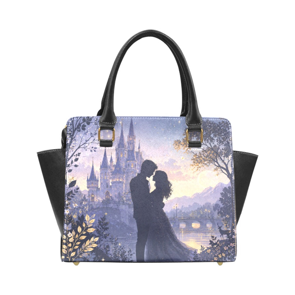 Damen-Handtasche mit Nieten & Schlossmotiv