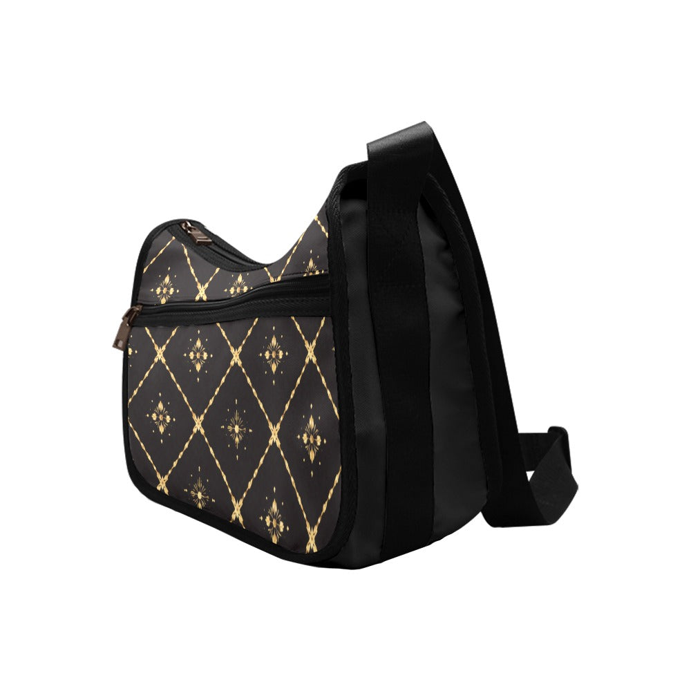 Damen Schultertasche mit elegantem Goldmuster