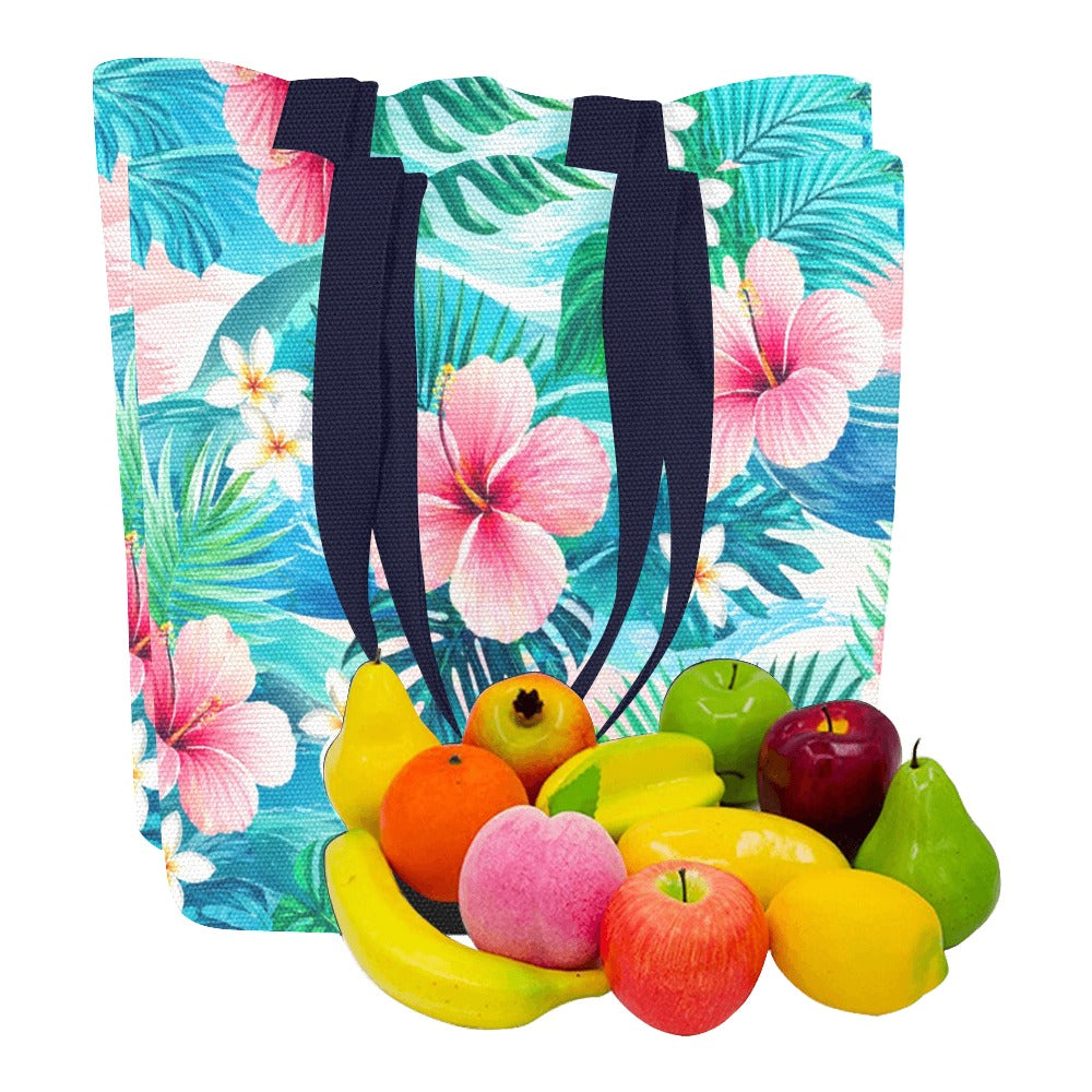 Canvas Tragetasche mit Blumenmuster – 2er Set