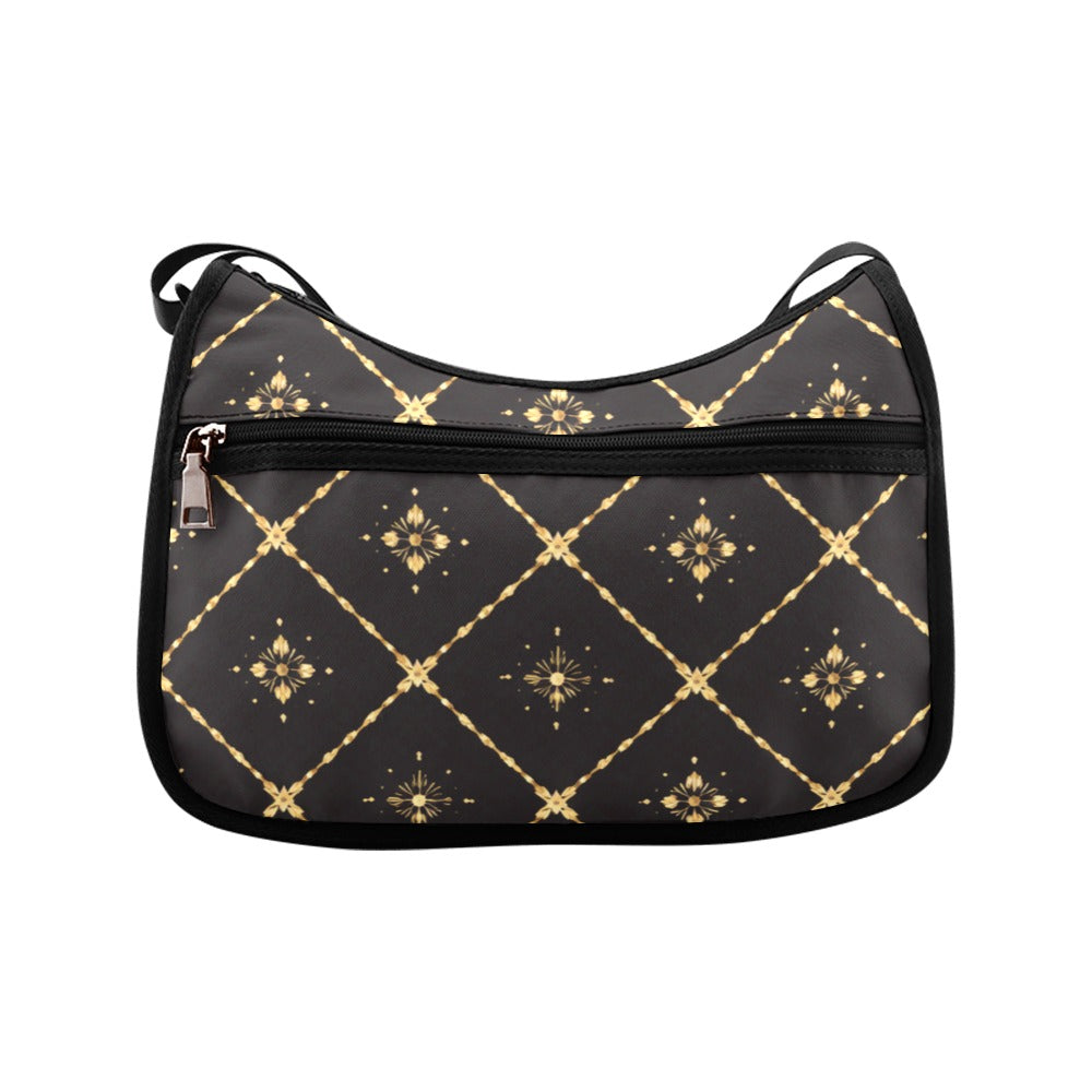 Damen Schultertasche mit elegantem Goldmuster