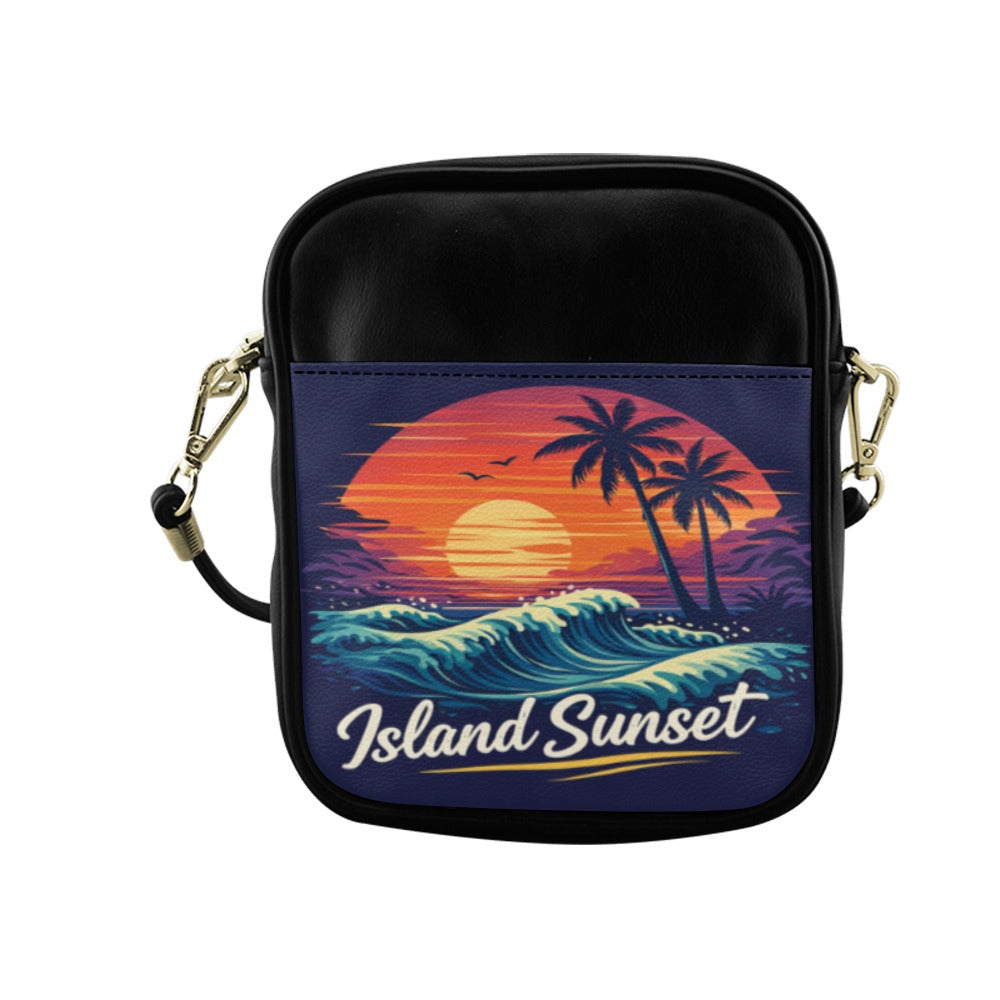 Kleine Umhängetasche- Island Sonnenuntergang Motiv