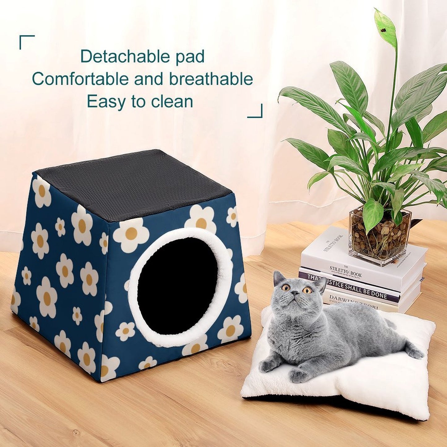 Faltbare Katzenhöhle 3-in-1 – Gemütliches Haustierhaus für Katzen & Hunde